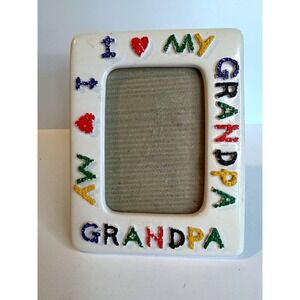 Vintage Russ Skribbles I Love My Grandpa Frame 3D Raised Crayon Letters